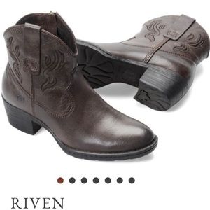 Born RIVEN Brown Leather Zip-up Ankle Bootie
